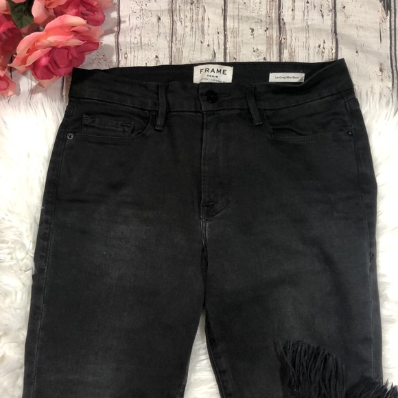 Frame Le Crop Mini Boot Shredded Fox Park Jeans - Picture 5 of 16